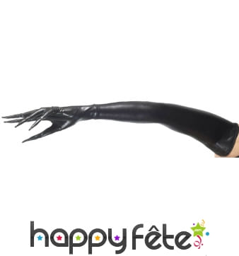 Longs gants avec doigts pointus noirs