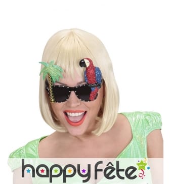 Lunettes hawaï décorées d'un perroquet