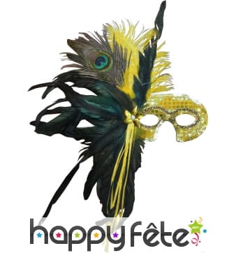 Loup luxueux avec plumes dorées