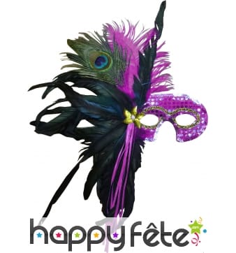 Loup luxueux avec plumes violettes