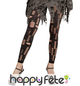 Legging noir avec trous effilés pour femme
