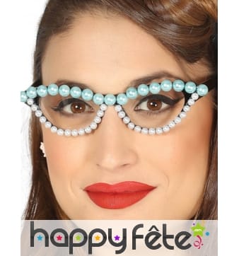 Lunette papillon décorées de perles bleues