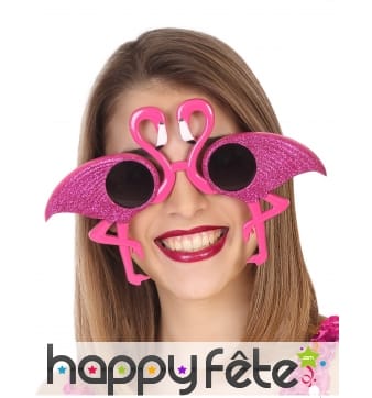 Lunettes pailletées en forme de flamant rose