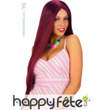 Longue perruque lice aubergine de 75 cm