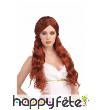 Longue perruque rousse légèrement ondulée