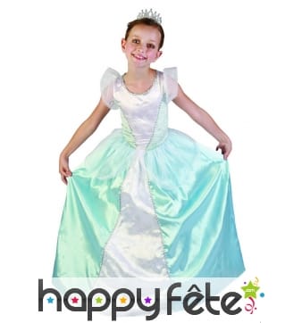 Large robe bleue et blanche de petite princesse