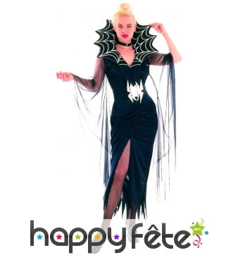 Longue robe cintrée araignée à grand col