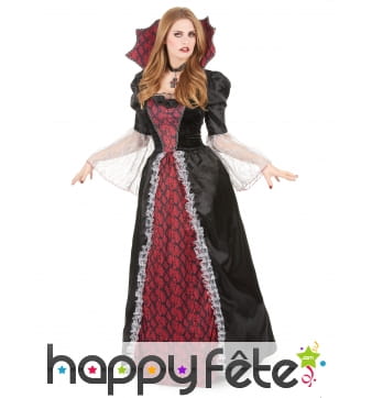 Large robe de vampiresse baroque avec grand col