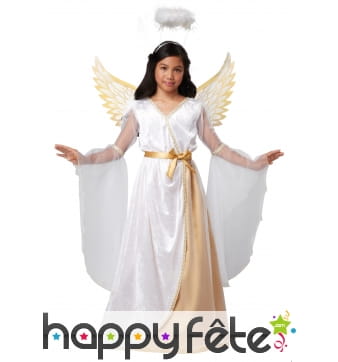 Longue robe d'ange pour enfant, avec ailes