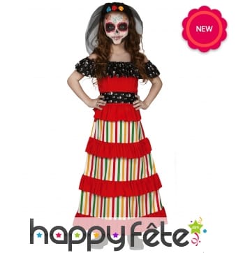 Longue robe Dia de los muertos pour enfant