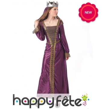 Longue robe médiévale violette de princesse