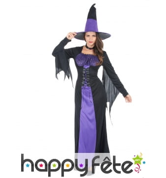 Longue robe noir violet de sorcière