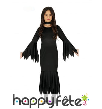 Longue robe noire unie de petite sorcière