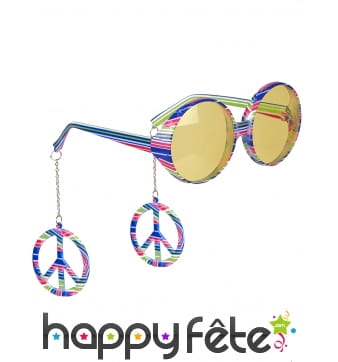 Lunettes rondes pendentifs peace and love