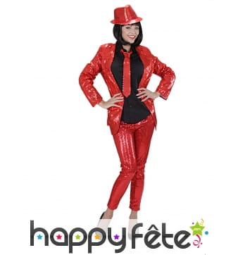 Legging rouge recouvert de sequins