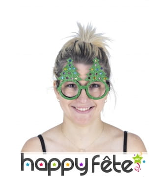 Lunettes sapin de Noël à paillettes pour adulte