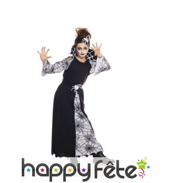 Longue tenue de sorcière motifs toile d'araignée