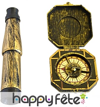 Longue vue et compas de pirate