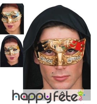 Loup vénitien venise et partitions dorées