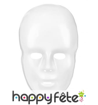 Masque blanc uni pour adulte, en plastique