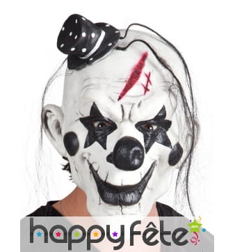 Masque de clown ténébreux avec mèches de cheveux