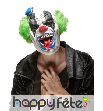 Masque de clown terrifiant cheveux verts
