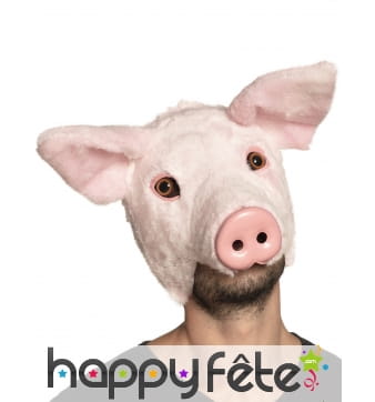 Masque de cochon avec pelage pour adulte