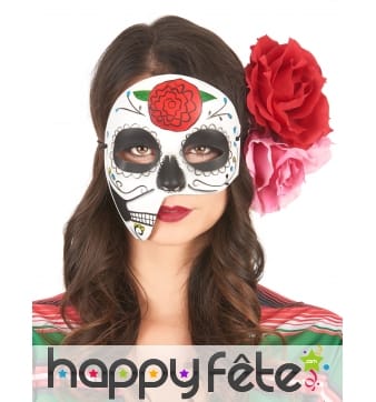 Masque Dia de los Muertos facial asymétrique