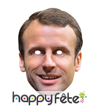 Masque de Emmanuel Macron en carton plat