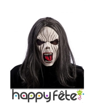 Masque de spectre avec longs cheveux noirs, adulte