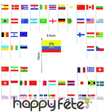 Mini drapeau sur hampe de 9.5 x 16 cm