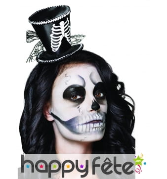 Mini haut de forme imprimé squelette