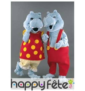 Mascotte hippopotame, monsieur ou madame