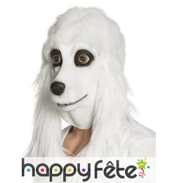 Masque intégral de caniche blanc en latex