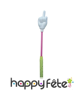 Main lumineuse avec doigt levé