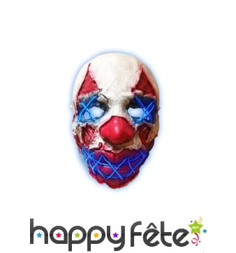 Masque LED de clown terrifiant pour adulte