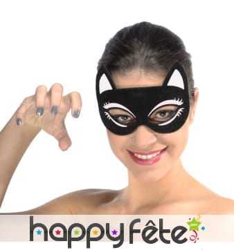 Masque loup de chat noir et blanc