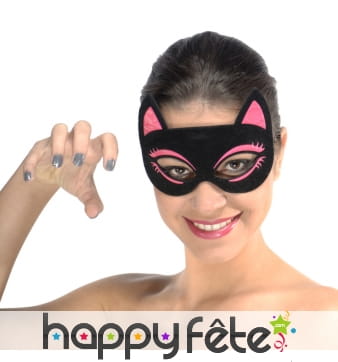 Masque loup de chat rose et noir