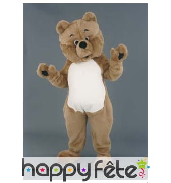Mascotte ours marron blanc