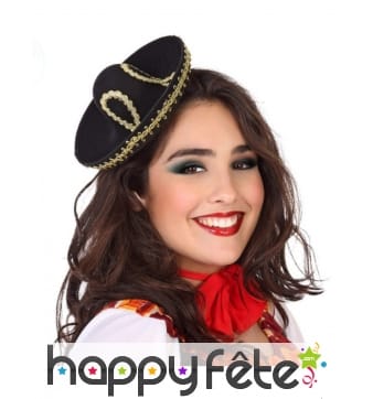 Mini Sombrero noir et doré sur pince