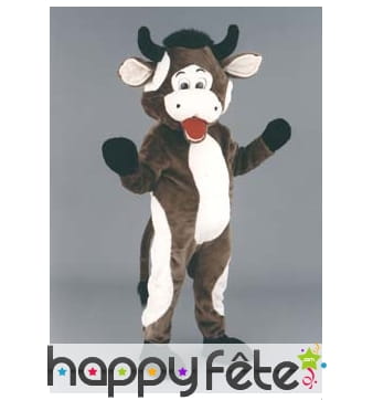 Mascotte vache marron blanche