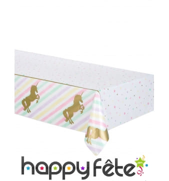Nappe blanche décorée d'étoiles et de licornes