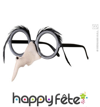 Nez de sorciere avec lunettes et sourcils
