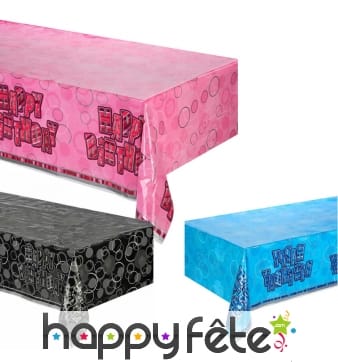 Nappe Happy Birthday en plastique