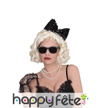 Noeud noir recouvert de sequins sur serre tete