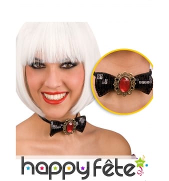 Noeud papillon bijou rouge femme 11x4cm