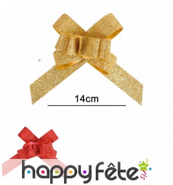 Noeuds pailletés rouges ou dorés