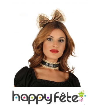 Noeud papillon Steampunk bronze sur serre-tête