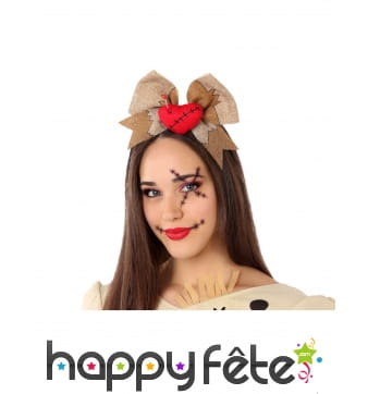 Noeud papillon vaudou sur serre-tête pour femme