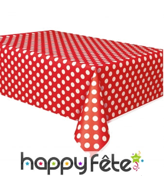 Nappe rouge à pois blanc